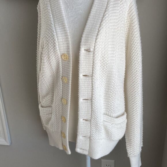 Vintage Orlon Campus Cream Cardigan Knit Pocket Sweater - Picture 4 of 15